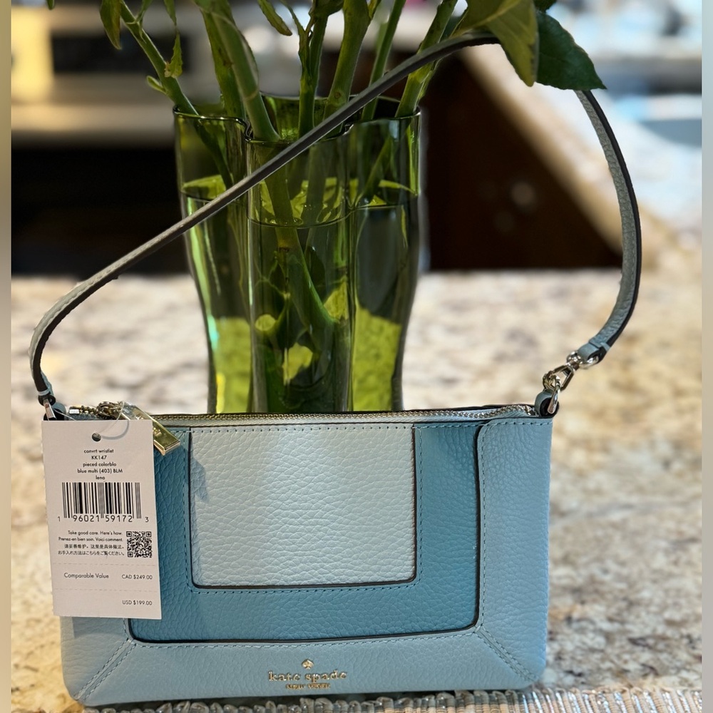 NEW kate spade new york Leather Lena Convertible Shoulder Bag In Blue Multicolor - Picture 10 of 16